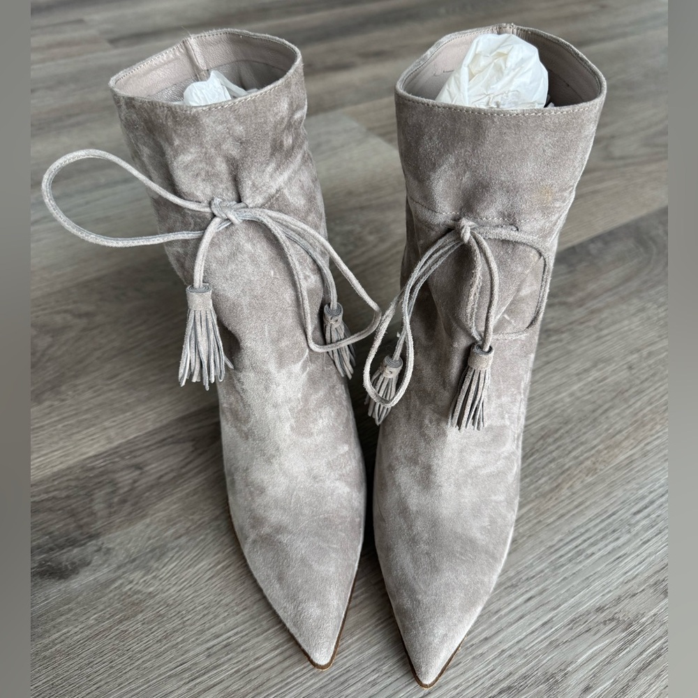 Aquazzura Suede Ankle Boots with Tassels